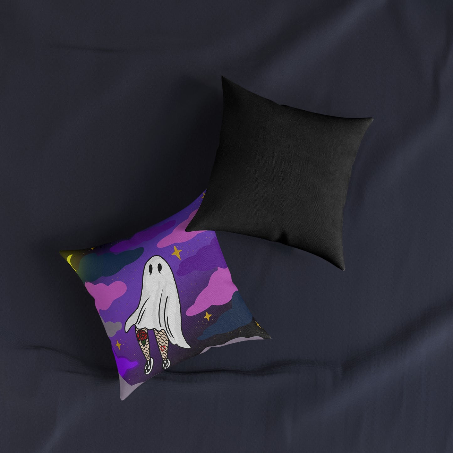 Ghost and Clouds Square Pillow 12 x 12 inch - ihadotherplans