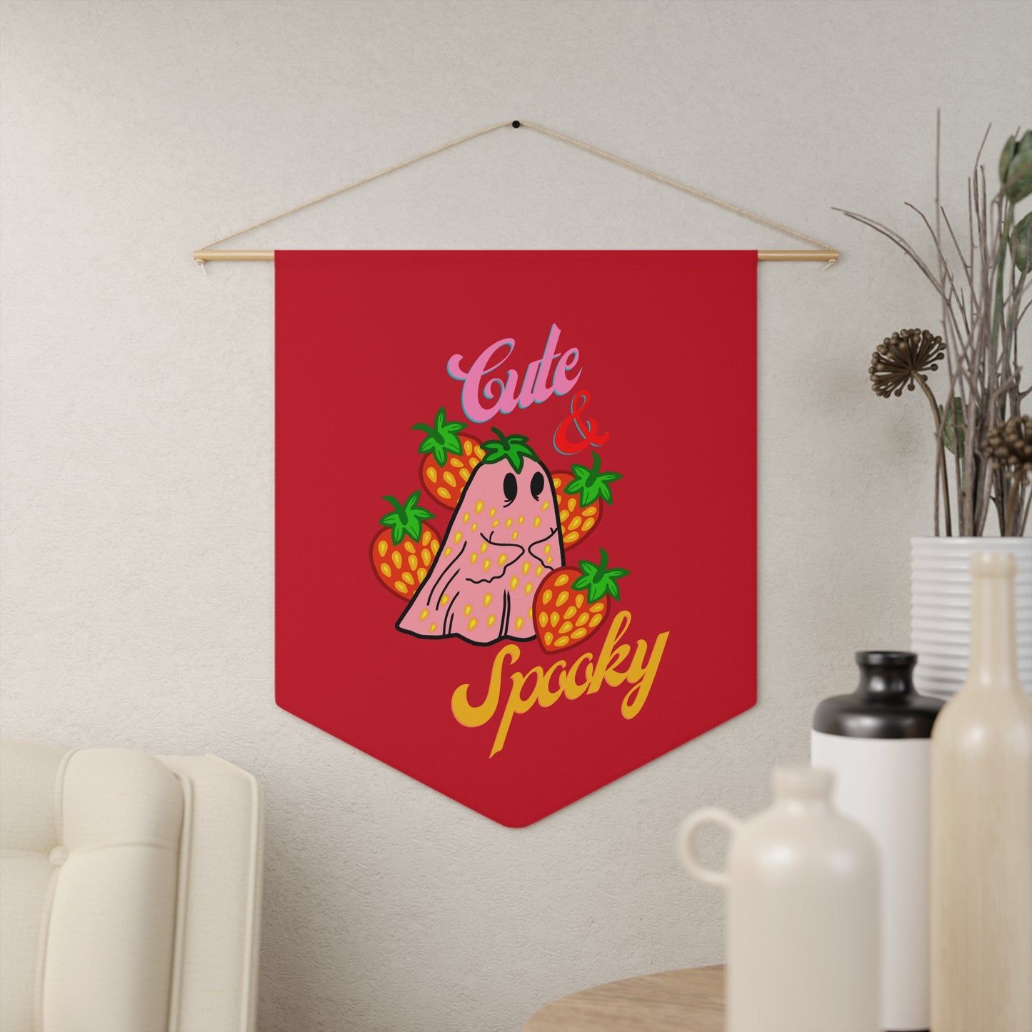 Copy of Copy of Cute & Spooky Strawberry Ghost Pennant, 45.7cm x 53.3cm - ihadotherplans