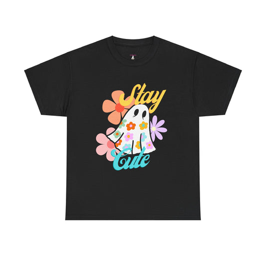 Unisex Heavy Cotton Stay Cute Floral Ghost Tee -ihadotherplans