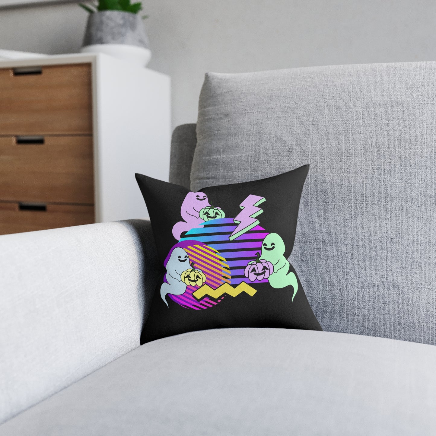 Happy Weirdos Ghost Square Pillow 12 x 12 inches - ihadotherplans