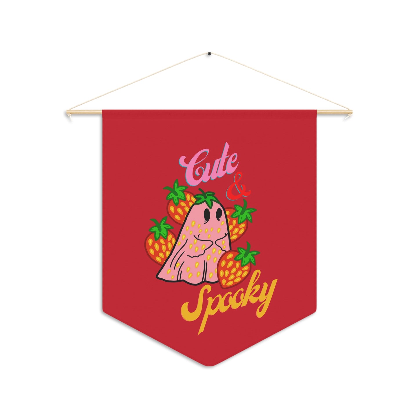 Copy of Copy of Cute & Spooky Strawberry Ghost Pennant, 45.7cm x 53.3cm - ihadotherplans
