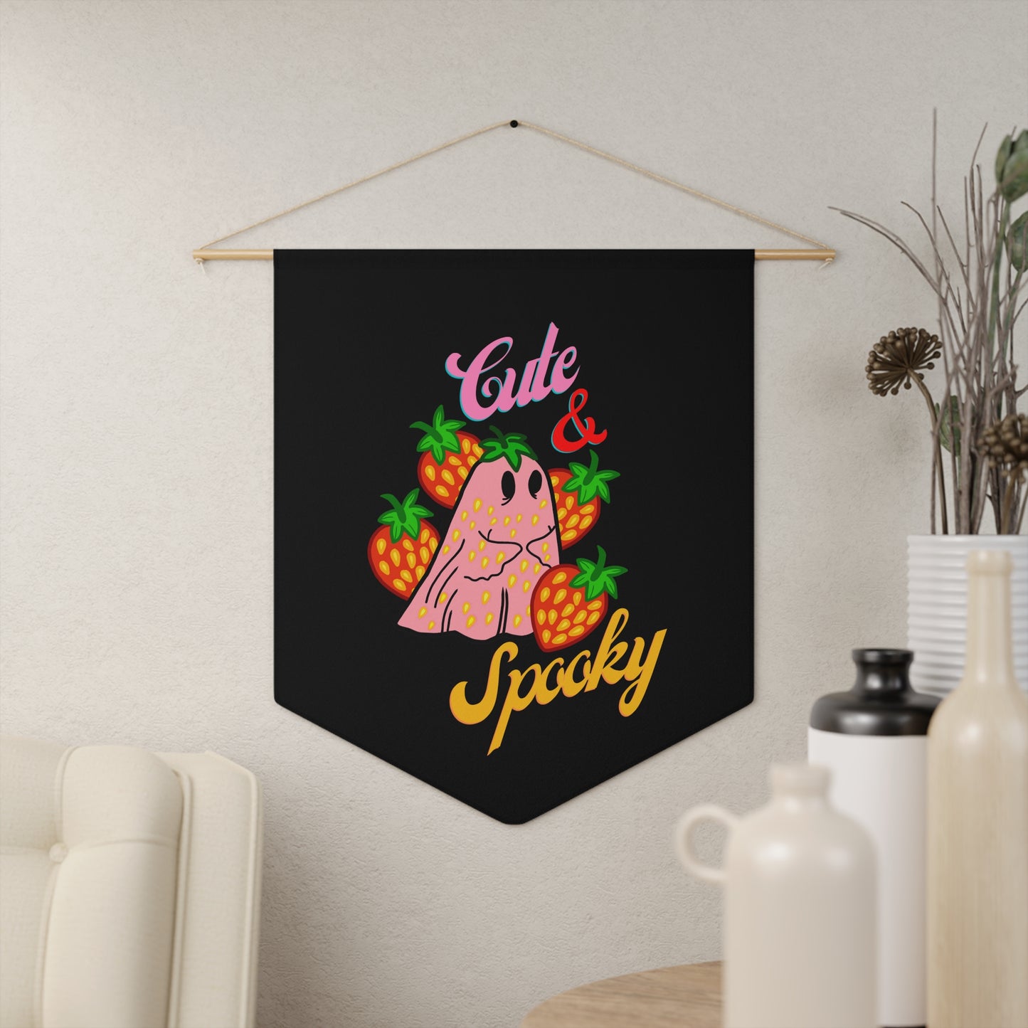 Copy of Cute & Spooky Strawberry Ghost Pennant, 45.7cm x 53.3cm - ihadotherplans