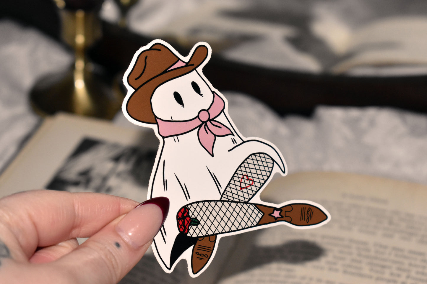 Cowghoul Cowboy Ghost Die-Cut Glossy Sticker 10 x 7cm - ihadotherplans