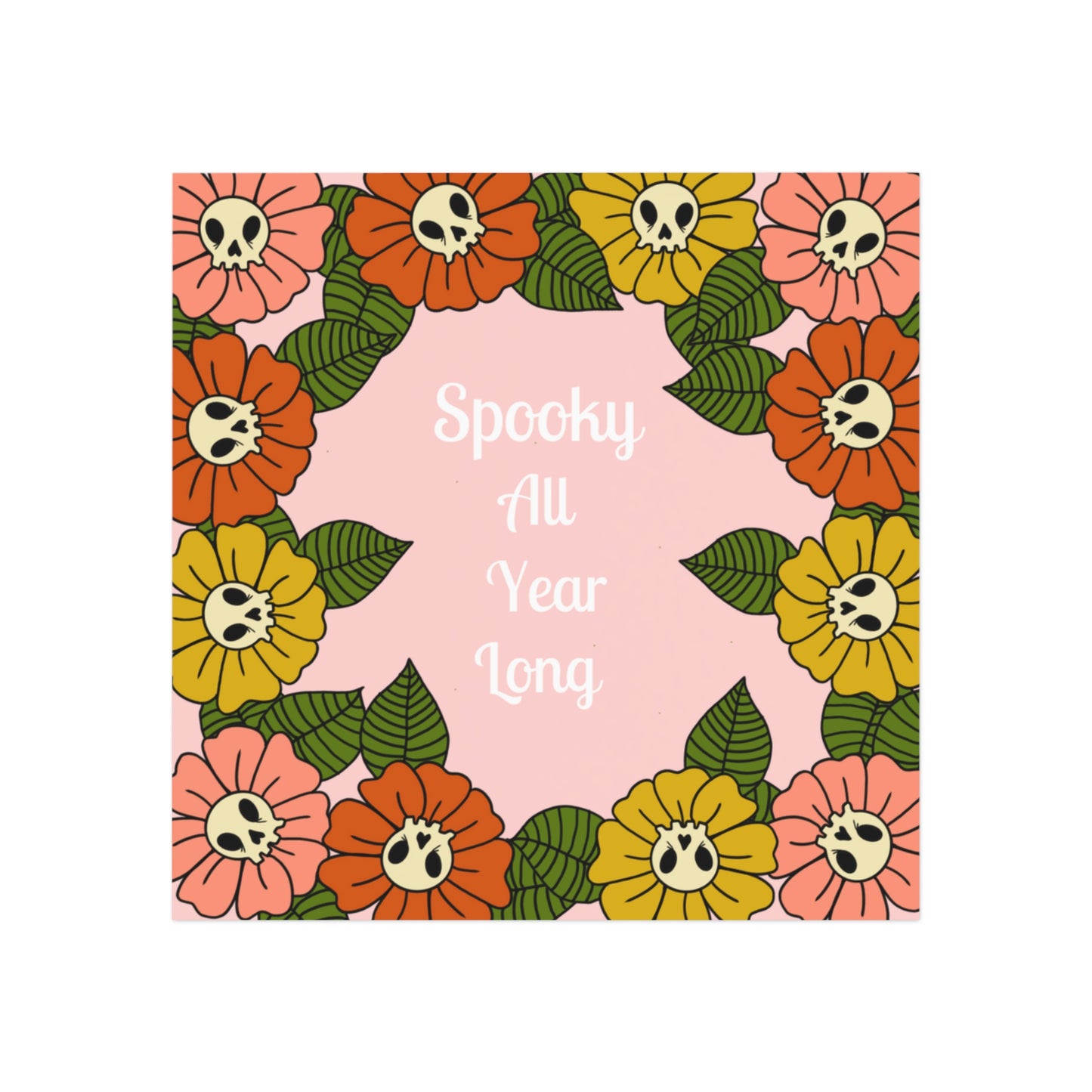 Spooky Skull Flowers Square Magnet 3 x 3 inches - ihadotherplans