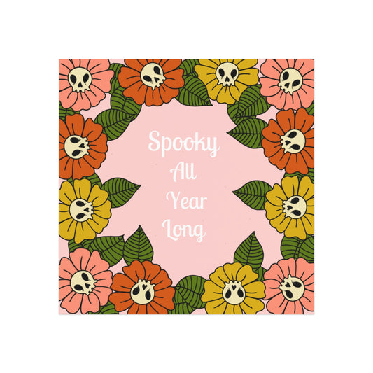 Spooky Skull Flowers Square Magnet 3 x 3 inches - ihadotherplans