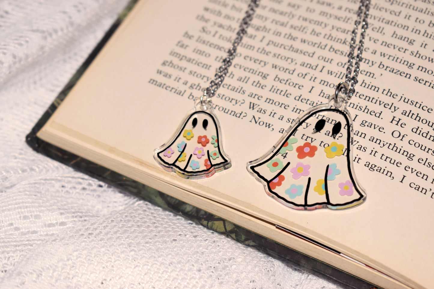SMALL Acrylic Flower Sheet Ghost Necklace -ihadotherplans