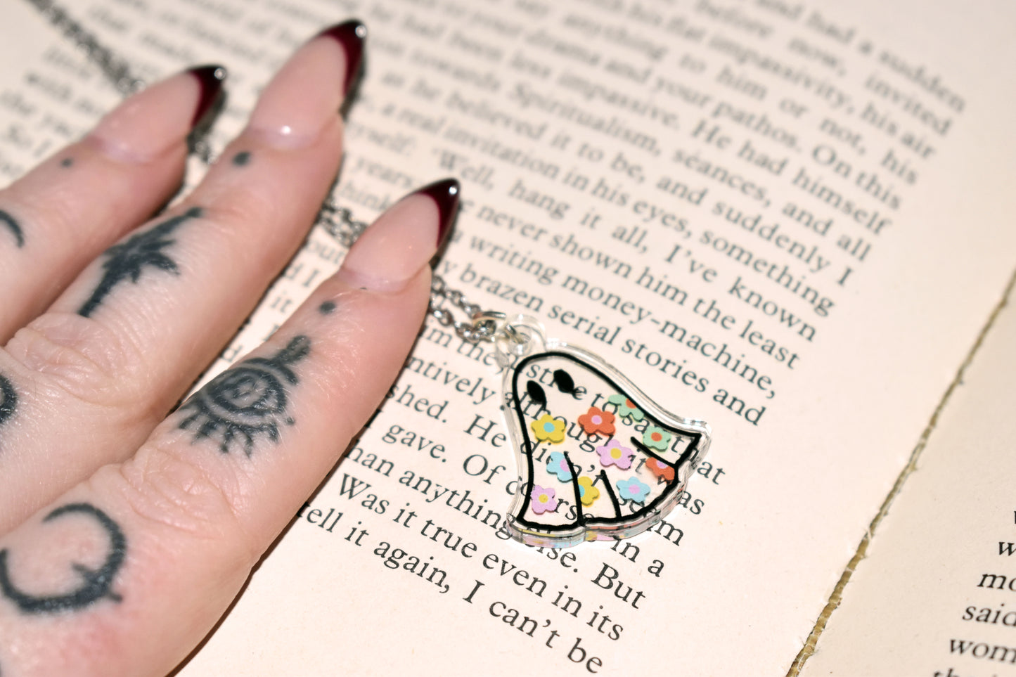 SMALL Acrylic Flower Sheet Ghost Necklace -ihadotherplans