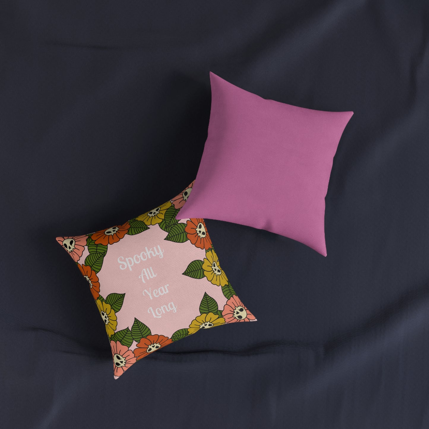 Spooky Flowers Square Pillow 12 x 12 inches - ihadotherplans