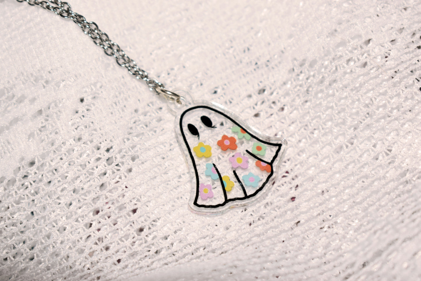 SMALL Acrylic Flower Sheet Ghost Necklace -ihadotherplans