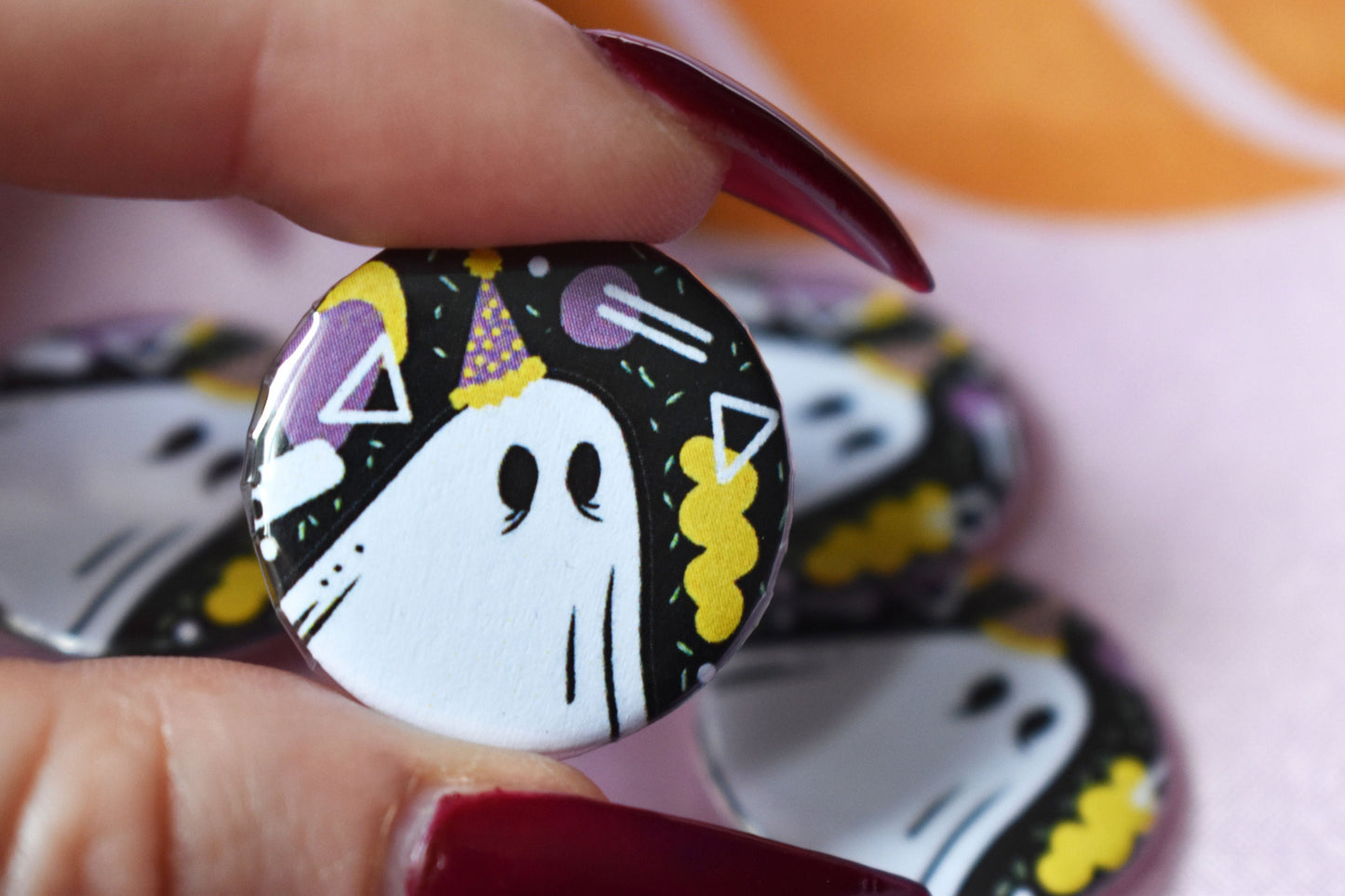 Party Ghost Button Badges 25mm - ihadotherplans