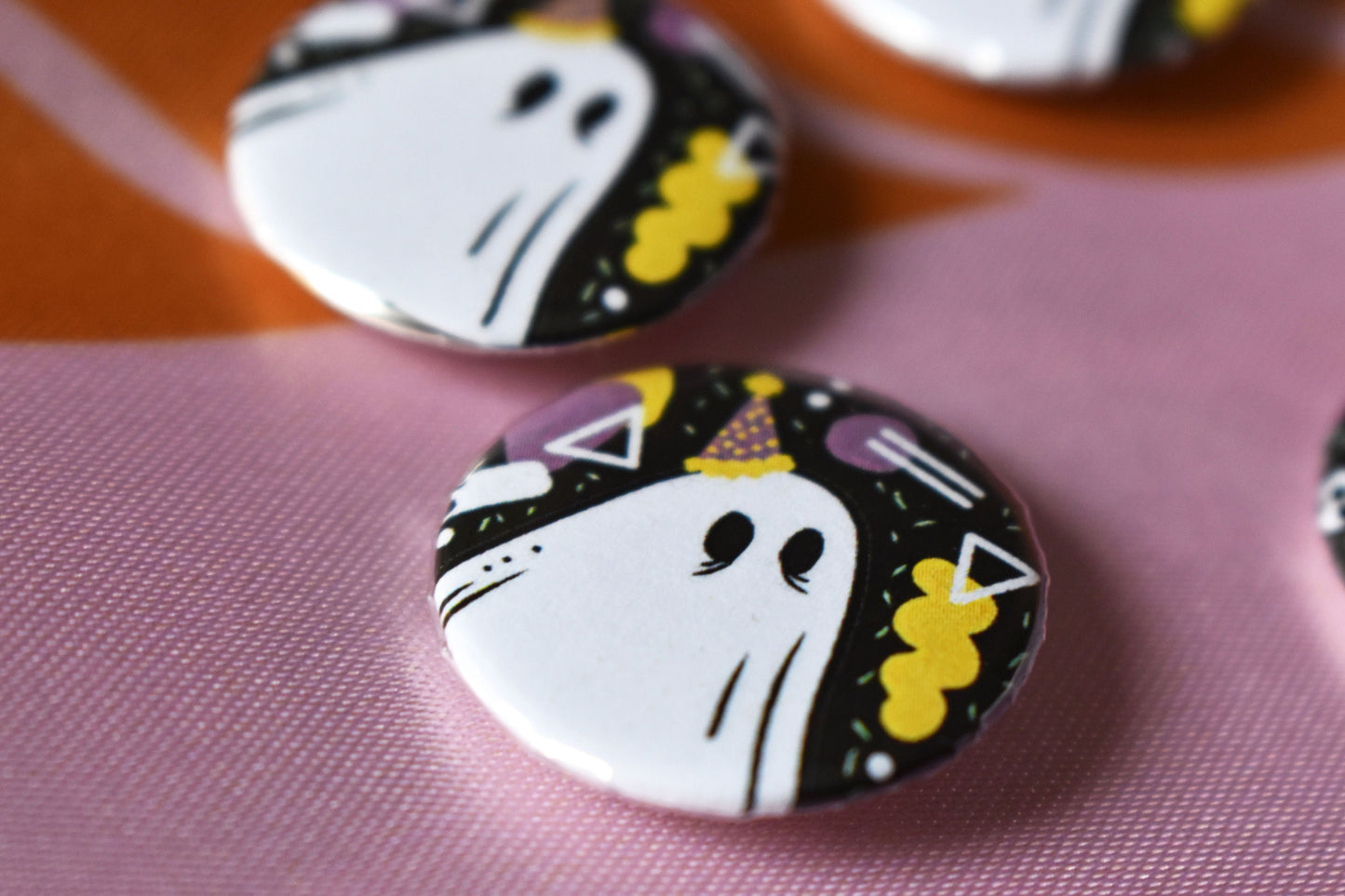 Party Ghost Button Badges 25mm - ihadotherplans