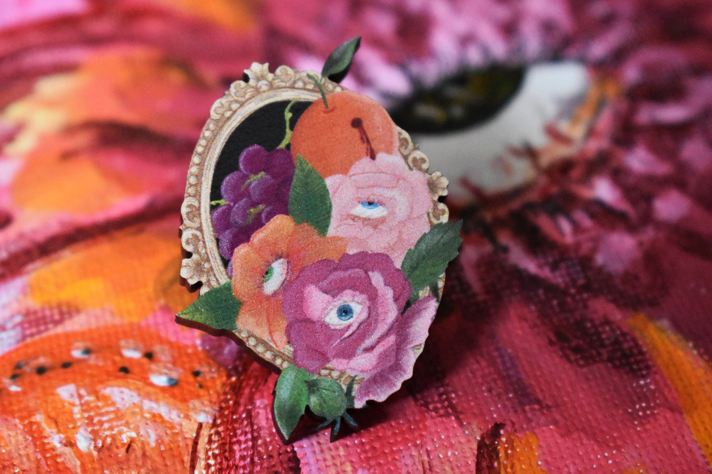 Evil Eye Flowers Wooden Pin - ihadotherplans