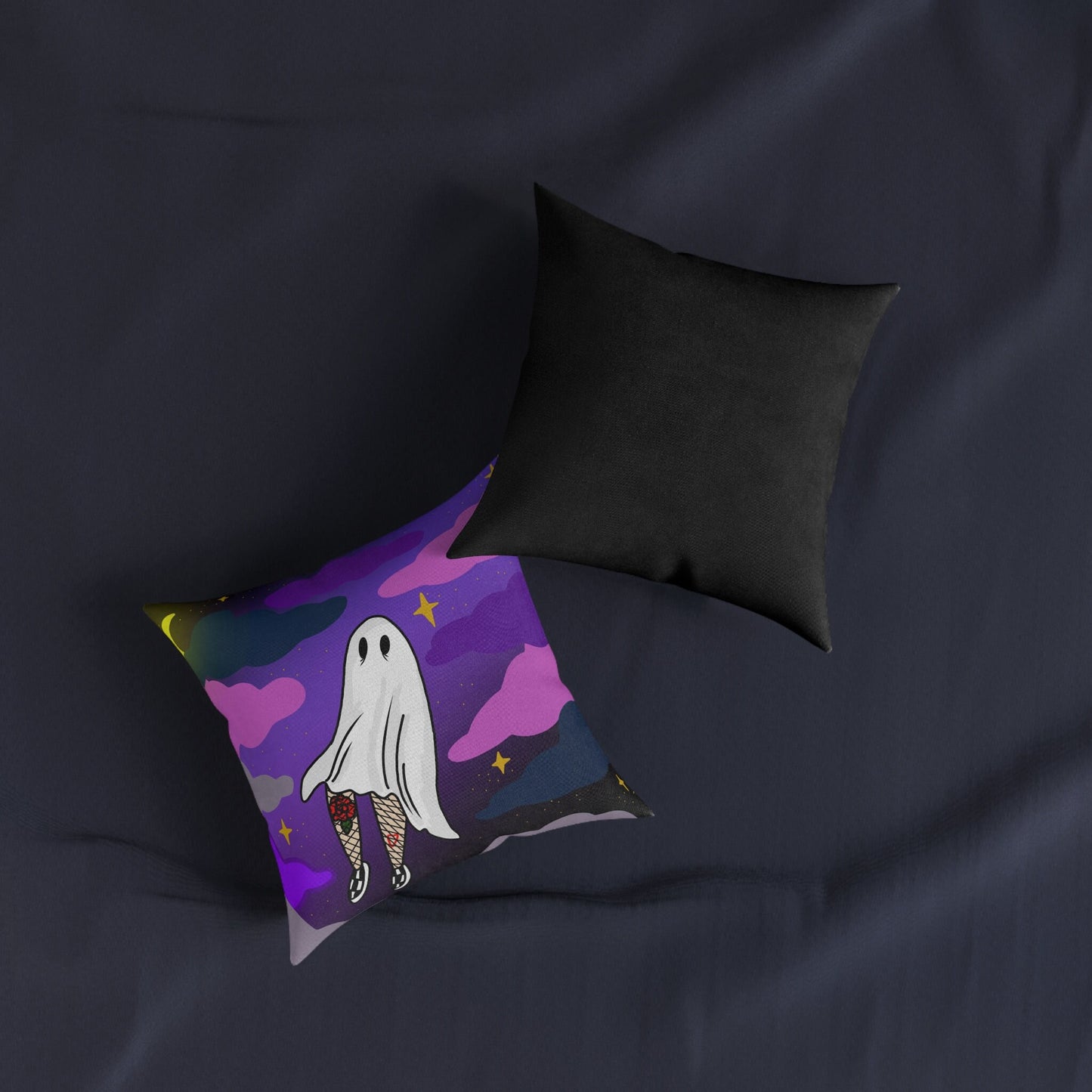 Ghost and Clouds Square Pillow 12 x 12 inch - ihadotherplans