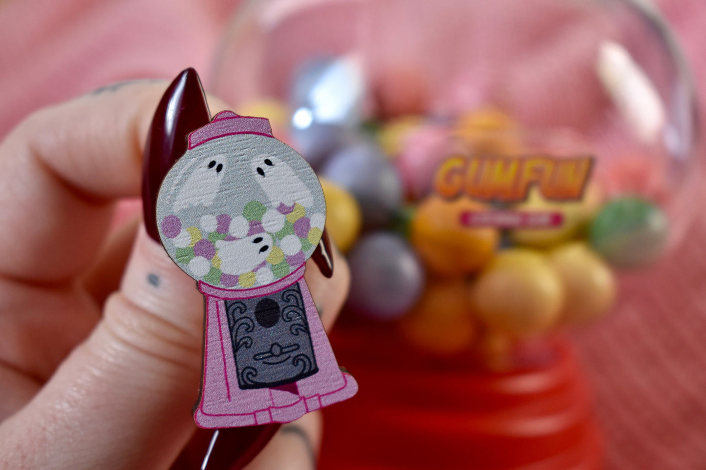 Ghost Gumball Machine Wooden Pin - ihadotherplans