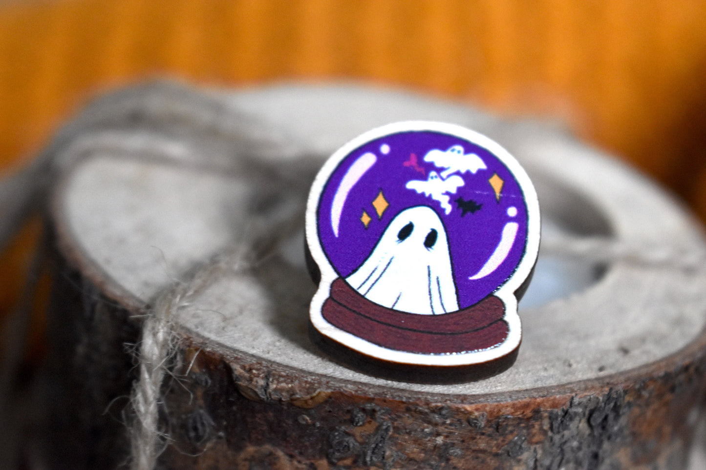 Ghost and Crystal Ball Wooden Pin - ihadotherplans
