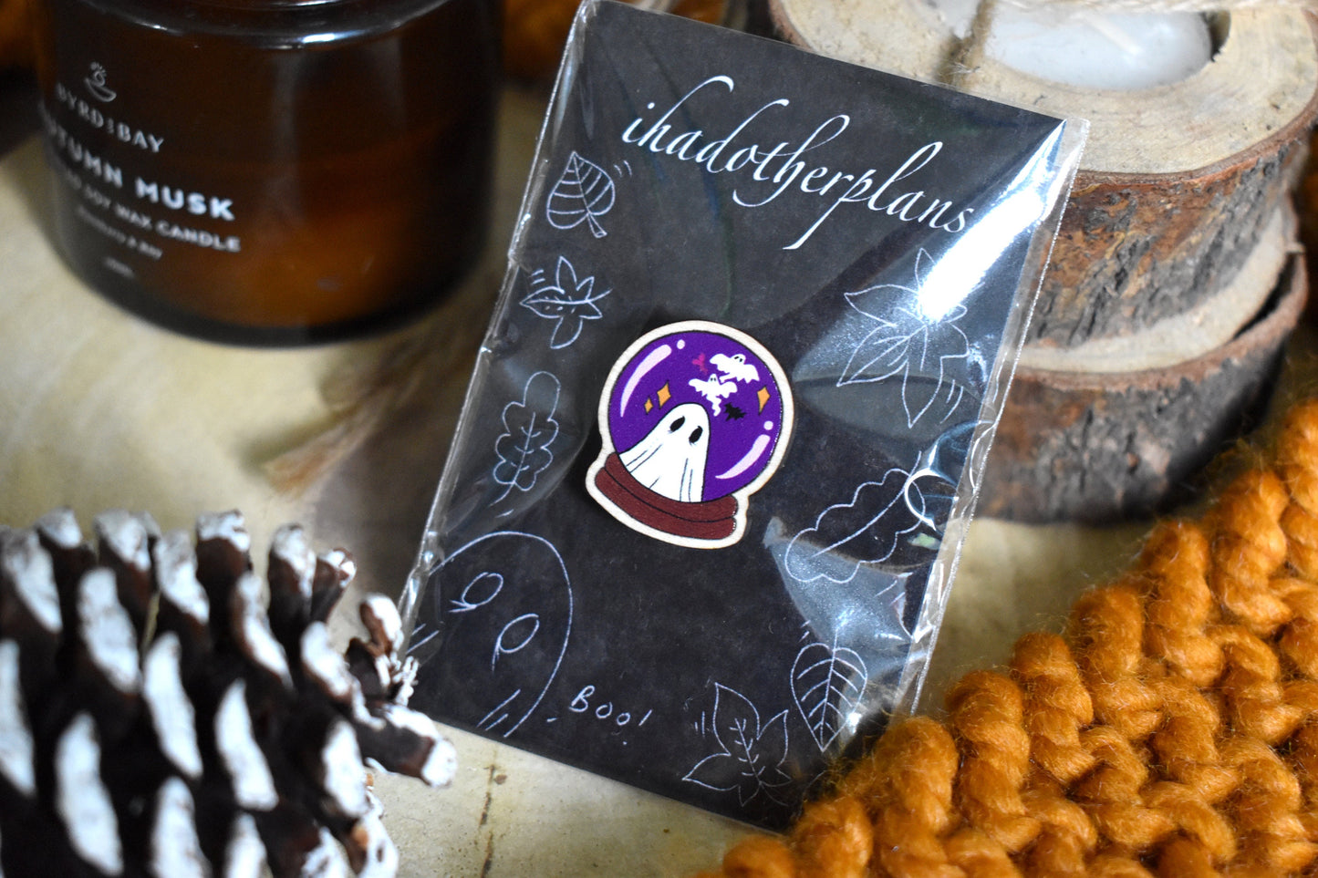 Ghost and Crystal Ball Wooden Pin - ihadotherplans