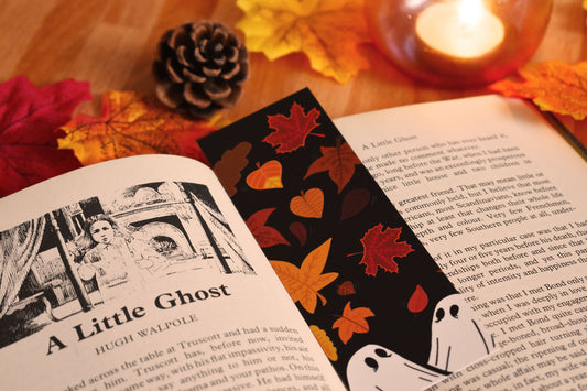 Cosy Autumn Leaves Ghost Bookmark -ihadotherplans