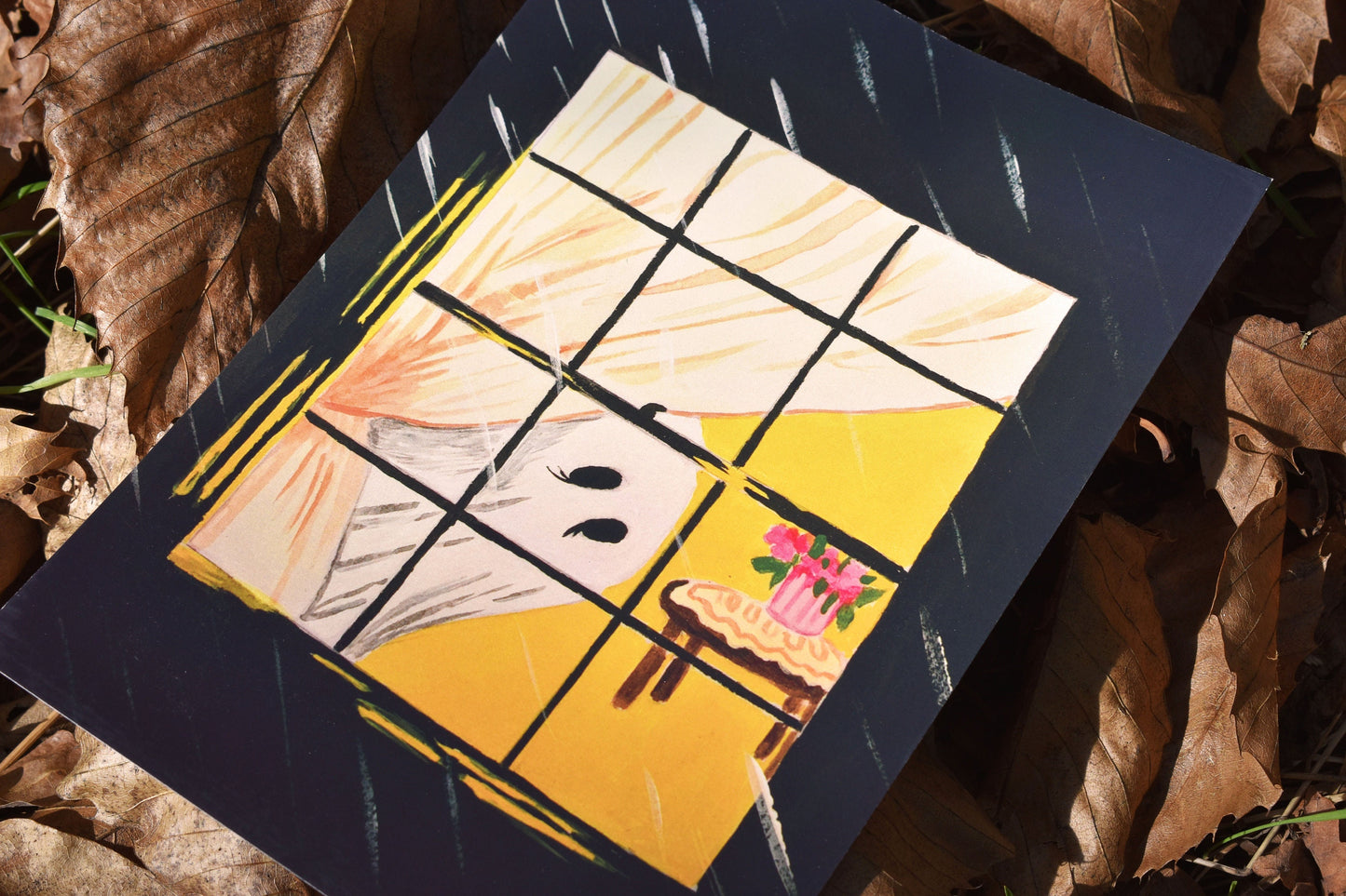 Ghost Looking Out of The Window Heavyweight Art Print, A5 “Looking Out” -ihadotherplans