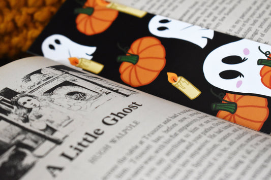 Spooky Ghost, Candles & Pumpkins Bookmark -ihadotherplans