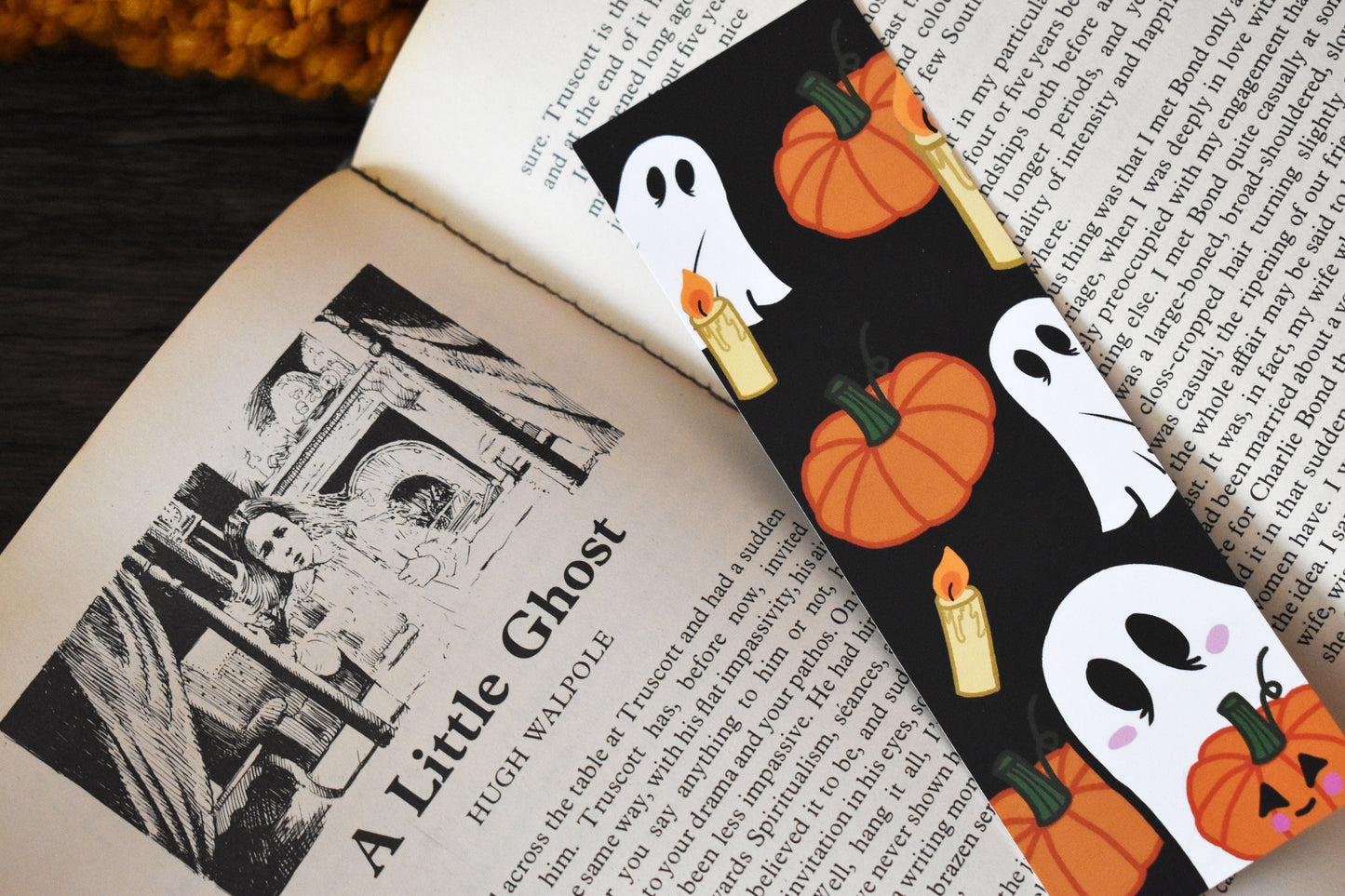 Spooky Ghost, Candles & Pumpkins Bookmark -ihadotherplans