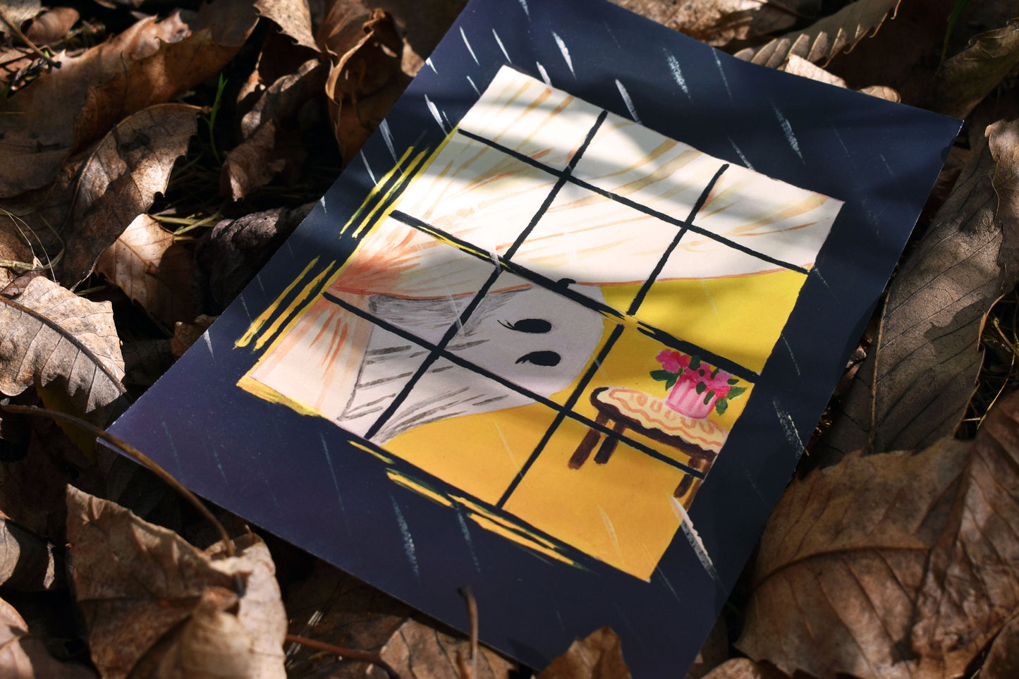 Ghost Looking Out of The Window Heavyweight Art Print, A5 “Looking Out” -ihadotherplans