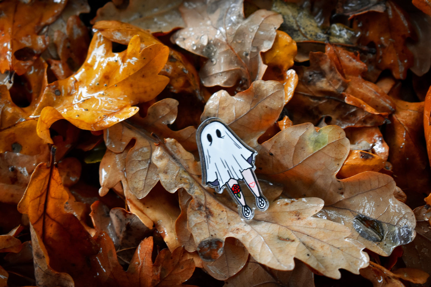 Tattooed Sheet Ghost Acrylic Pin Badge - ihadotherplans