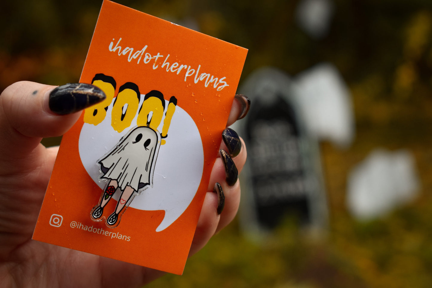Tattooed Sheet Ghost Acrylic Pin Badge - ihadotherplans