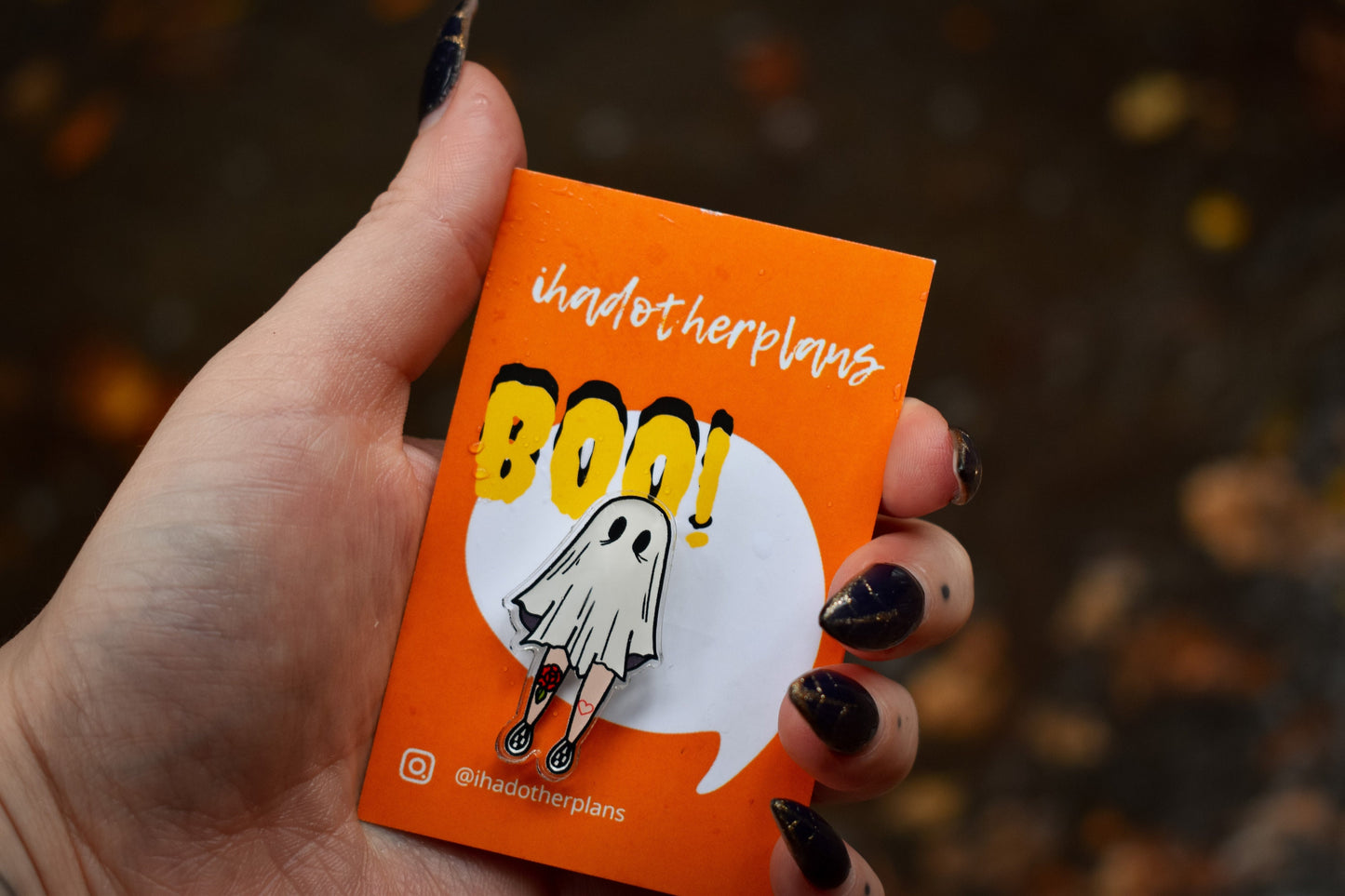 Tattooed Sheet Ghost Acrylic Pin Badge - ihadotherplans