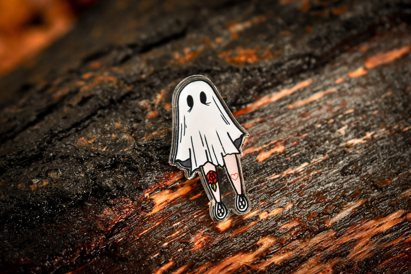 Tattooed Sheet Ghost Acrylic Pin Badge - ihadotherplans