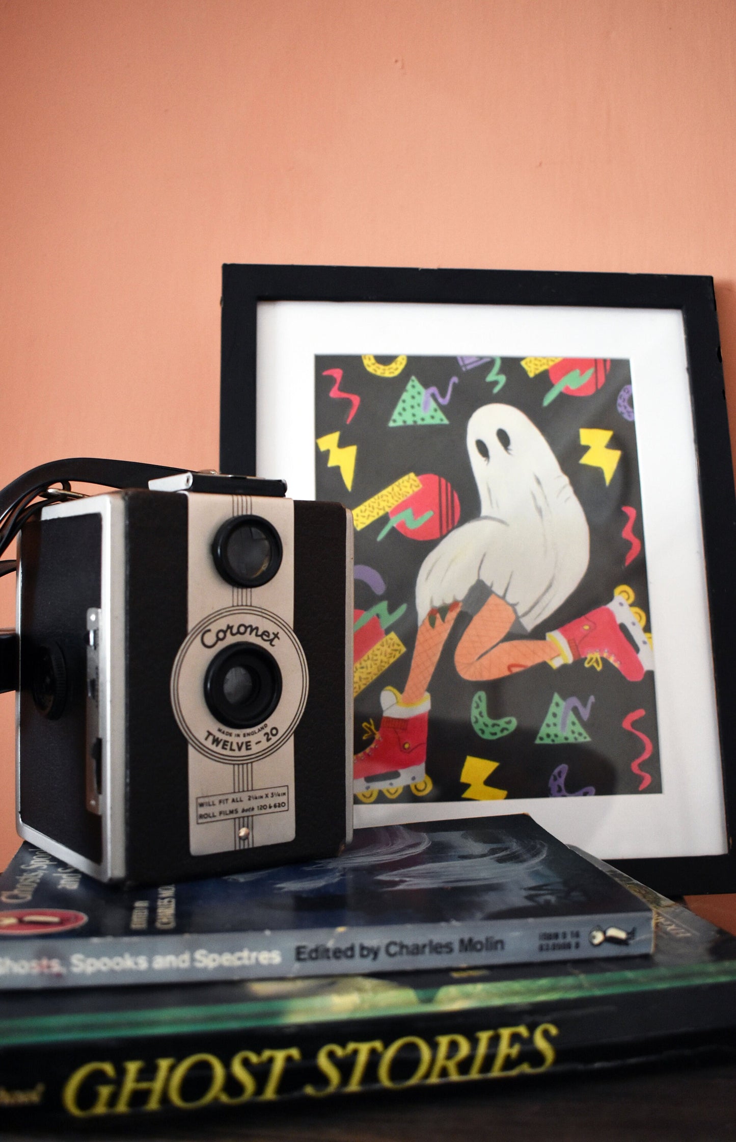 Retro Skates Sheet Ghost Heavyweight Art Print (Unframed), A5 "Yesterday's Ghost" -ihadotherplans