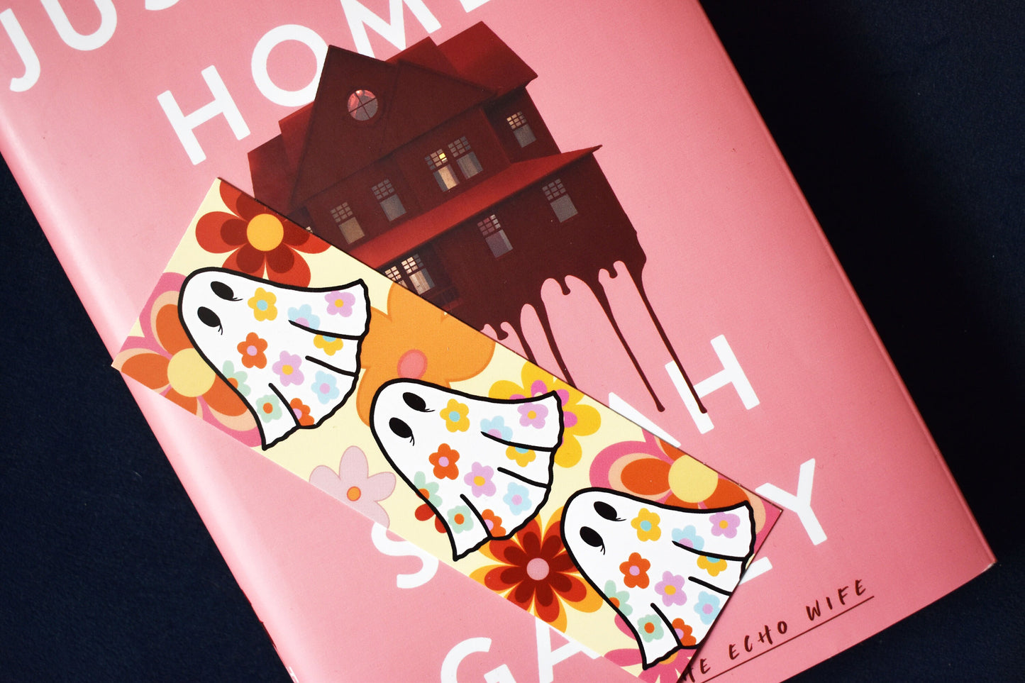 Retro Flowers Ghost Bookmark, Orange -ihadotherplans