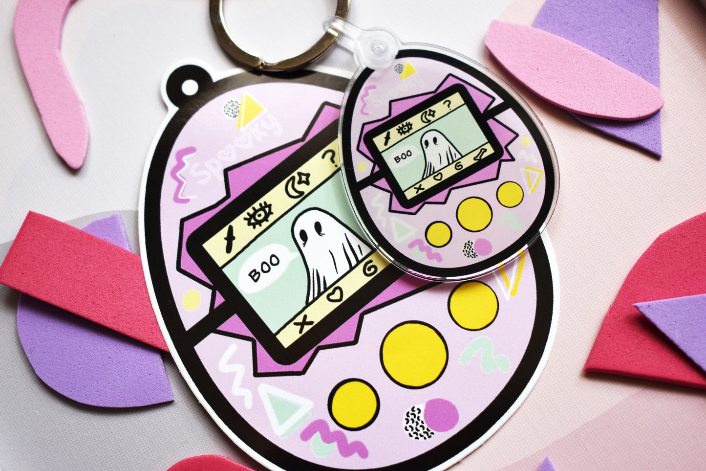 Digital Pet Ghost Keyring AND Sticker Bundle, Pink - ihadotherplans