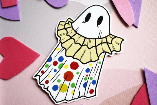 Clown Ghost Die-Cut Glossy Sticker, 10 x 10cm -ihadotherplans