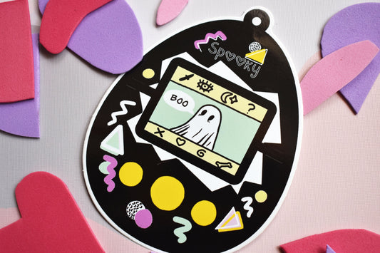 Digital Pet Ghost Die-Cut Glossy Sticker, 10 x 10cm, Black -ihadotherplans