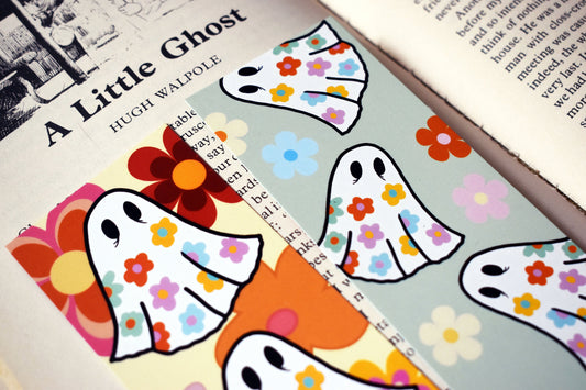 Retro Flowers Ghost Bookmark Bundle - x2 Bookmarks -ihadotherplans