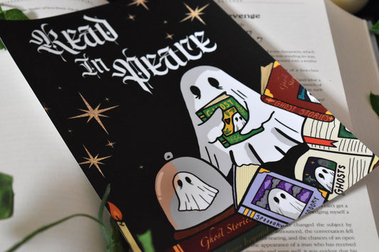 Sheet Ghost & Books Digital Art Print, 170gsm A5 “Read In Peace" -ihadotherplans