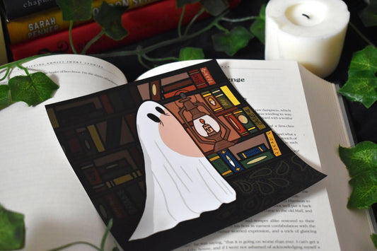 Sheet Ghost, Lamp & Books Digital Art Print, 170gsm, 148mm Square,  “Ghost Stories" -ihadotherplans