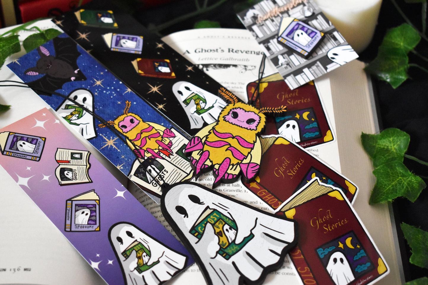 Ghost Stories Book Die-Cut Glossy Sticker, 10 x 10cm, Burgundy -ihadotherplans