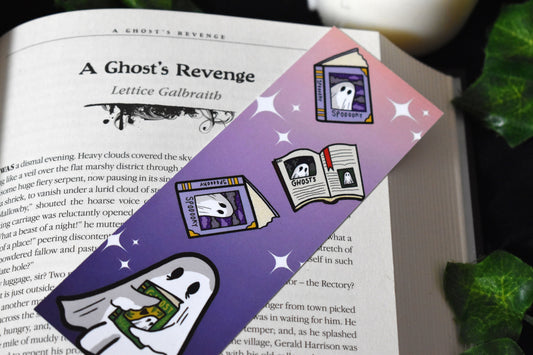 Sheet Ghost, Stars & Books Bookmark, Lilac -ihadotherplans